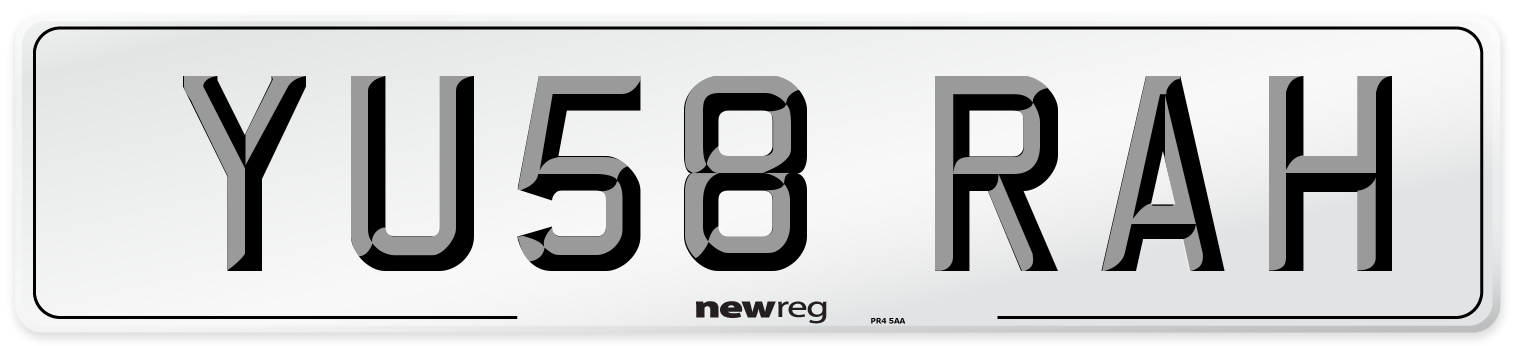 YU58 RAH Number Plate from New Reg